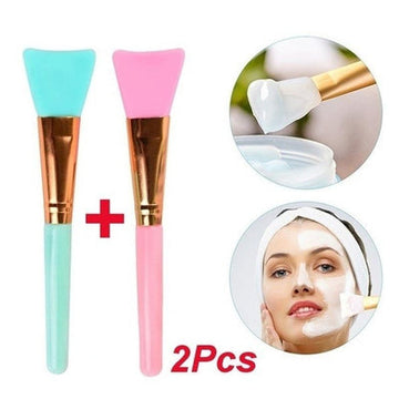 2Pcs Silicone Facial Mask Brush Soft Head Tail DIY Clay Film